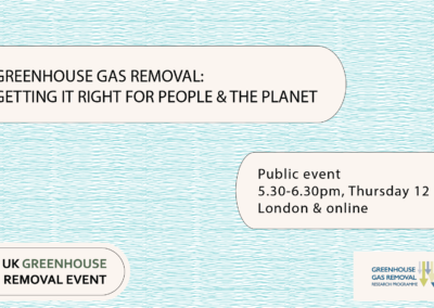 Greenhouse Gas Removal: Getting it right for people and the planet