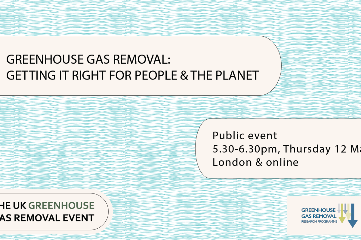 Greenhouse Gas Removal: Getting it right for people and the planet